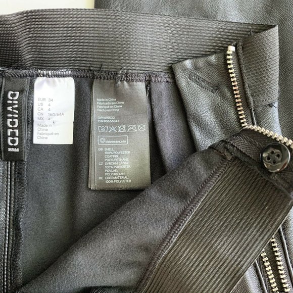 Faux Black Leather Skinny Pants Side Zip Leggings - Picture 3 of 10